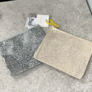 Glitter Bag Charm Pouches set of 2 NWT